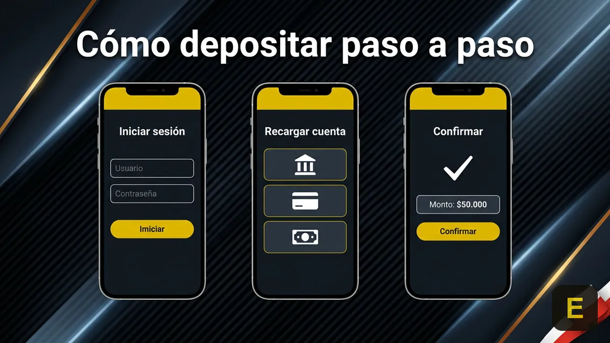 Pasos para depositar en Ecuabet: iniciar sesión, recargar y confirmar el monto