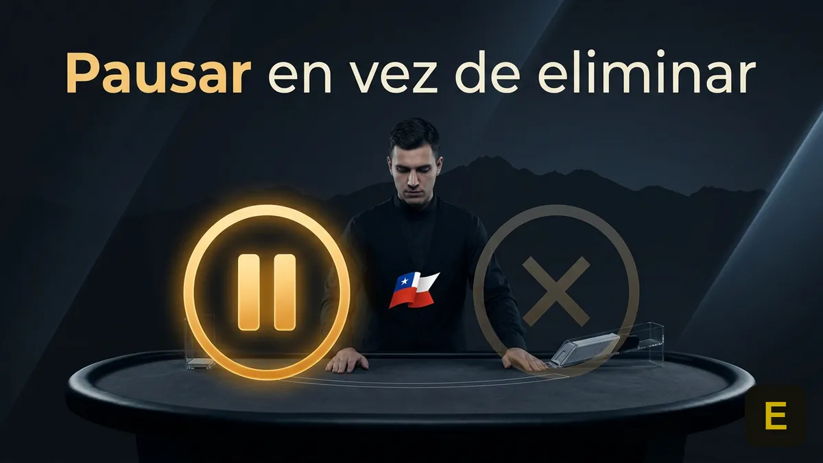Comparación visual entre pausar la cuenta (autoexclusión) y eliminarla definitivamente en Ecuabet Chile