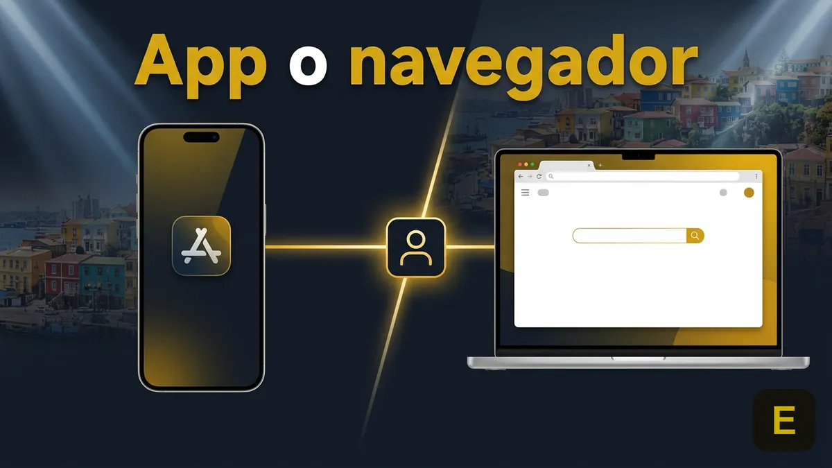 Comparación entre iniciar sesión desde la app móvil o el navegador en Ecuabet