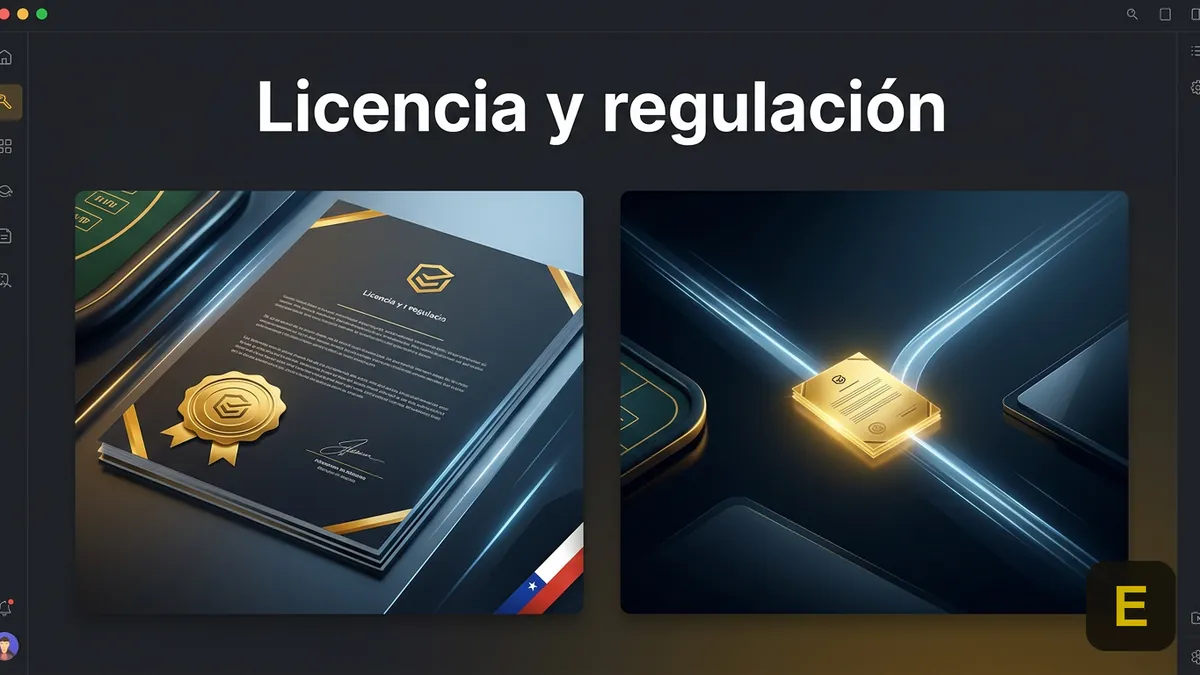 Dos documentos legales que ilustran la doble versión de licencia de Ecuabet, con acento de la bandera de Chile
