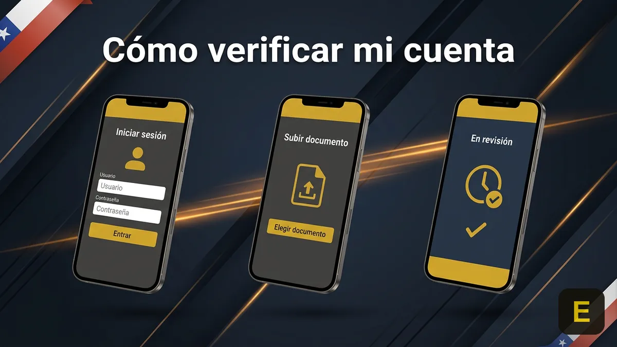 Pasos para verificar la cuenta en Ecuabet Chile: iniciar sesión, subir documento y esperar revisión